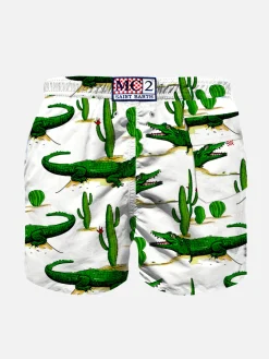 Badeshorts für Jungen mit Krokodil- und Kaktus-Print