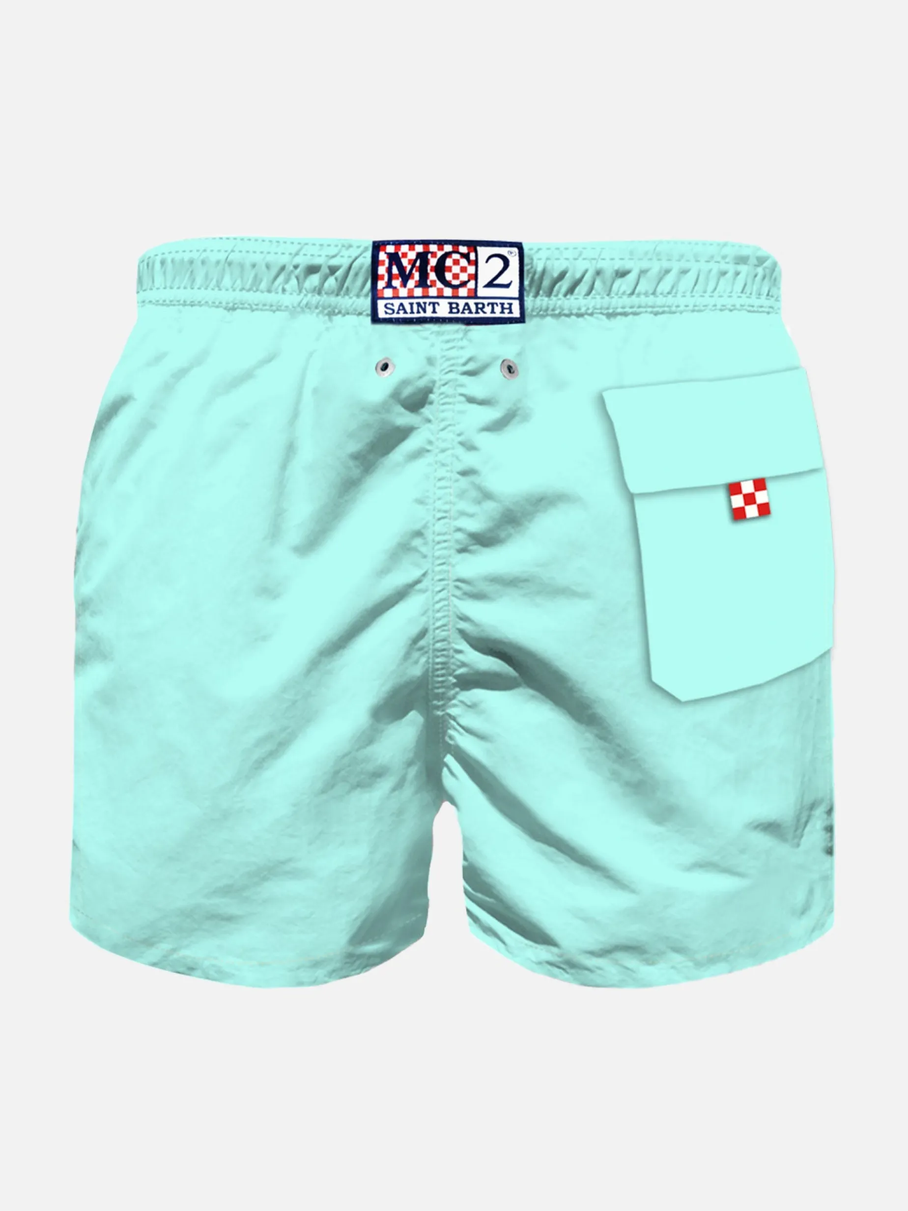 Badeshorts für Jungen mit Faccio un mare di guai! Stickerei
