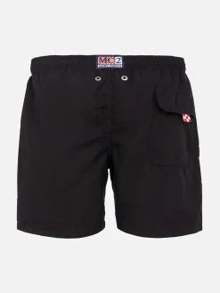 Badeshorts für Jungen mit Lucifer-Stickerei