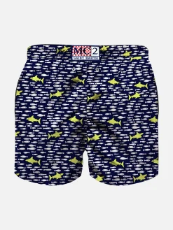 Badeshorts für Jungen mit Hai- und Fischaufdruck