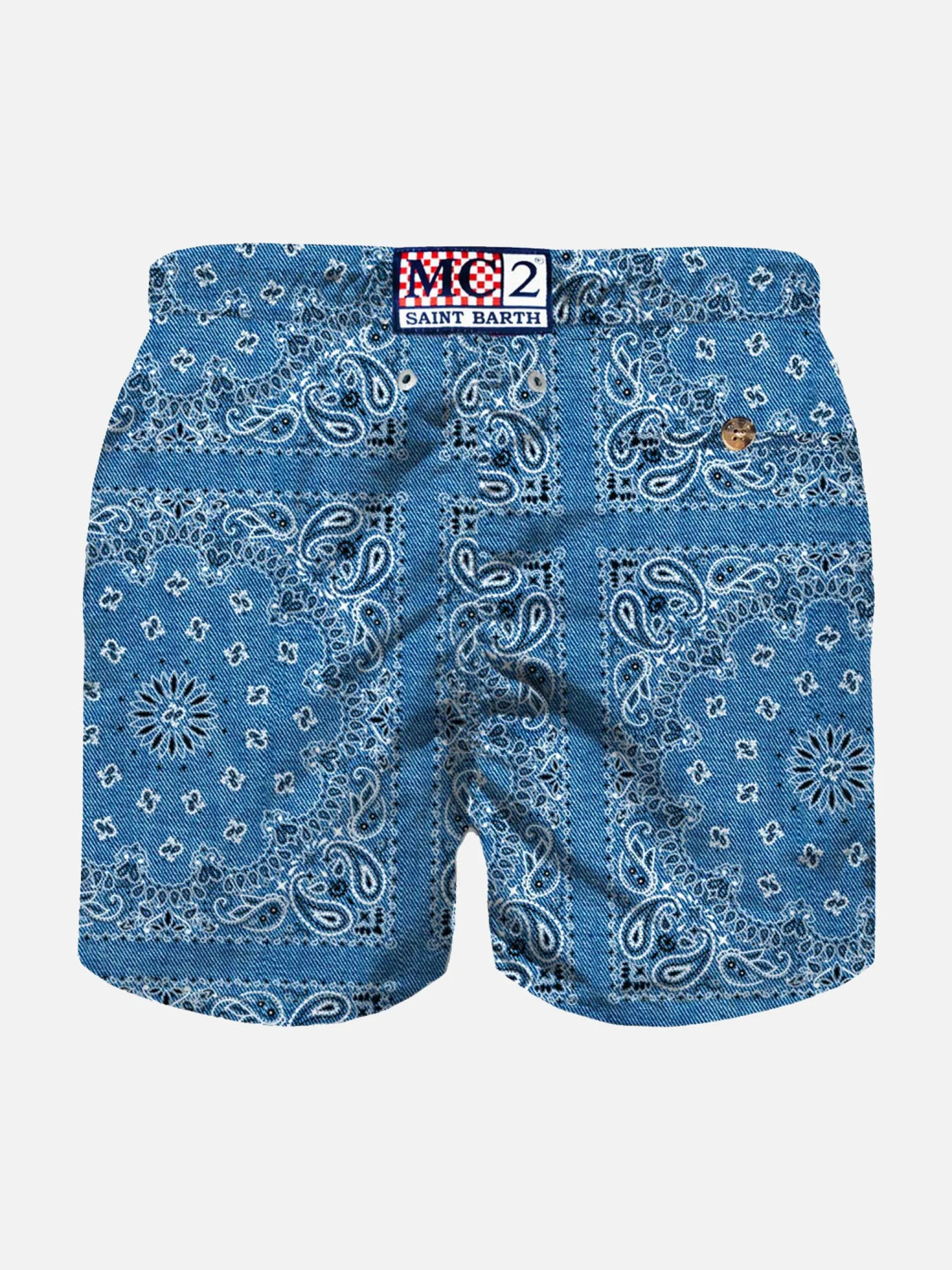 Badeshorts für Jungen mit Bandana-Print aus Denim