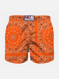 Badeshorts für Jungen mit orangefarbenem Bandana-Print