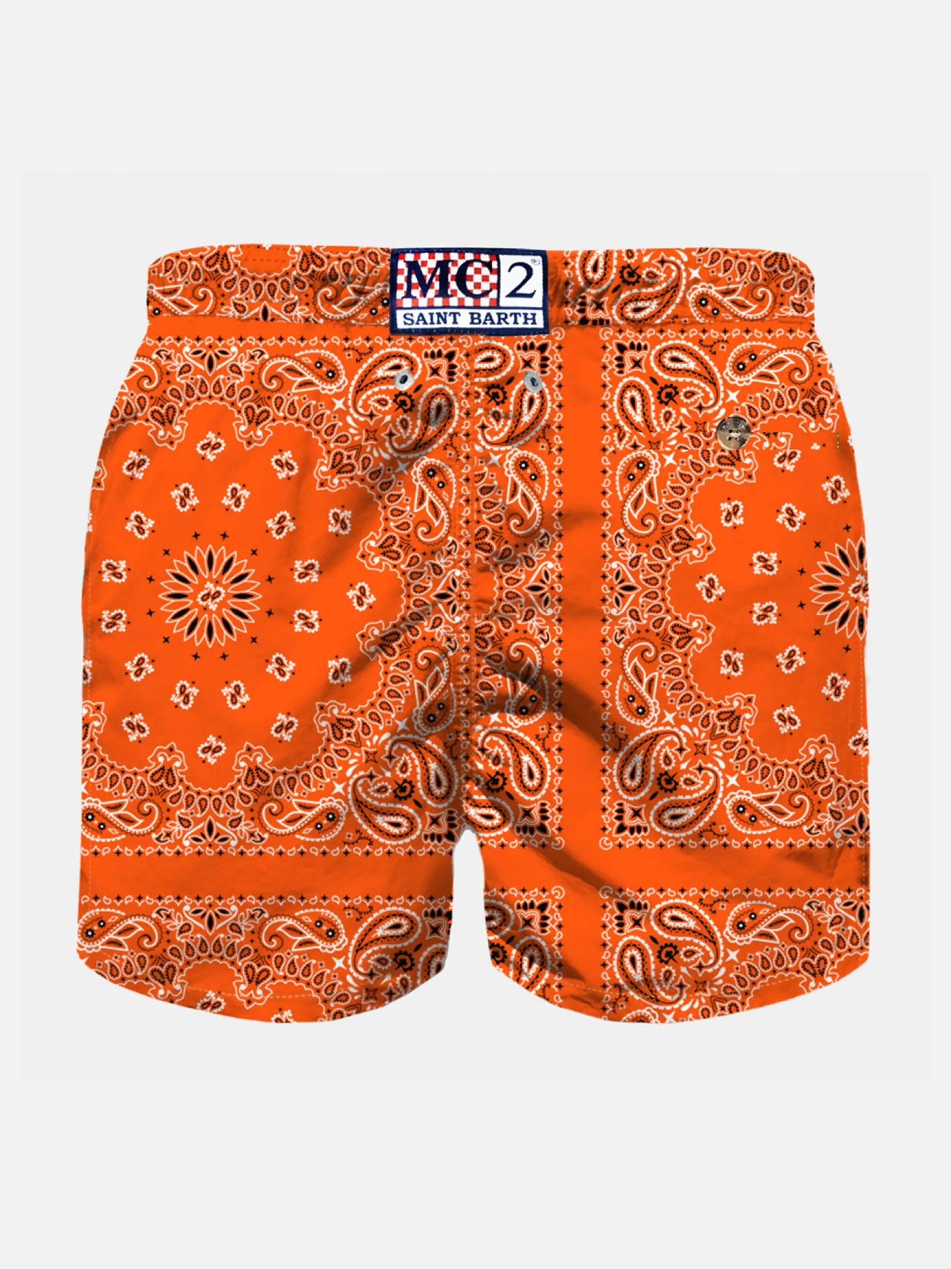 Badeshorts für Jungen mit orangefarbenem Bandana-Print