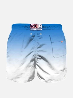 Badeshorts für Jungen mit blauem und weißem Farbverlaufsdruck