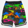 Badeshorts im Camouflage-Fluo-Mehrfarben-Surf-Stil