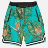 Badeshorts mit tropischem Print im Surf-Stil