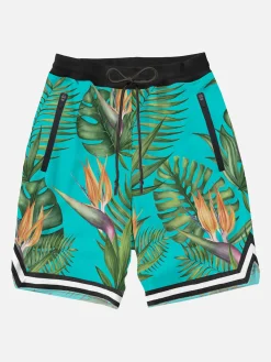 Badeshorts mit tropischem Print im Surf-Stil