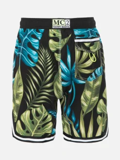 Badeshorts mit tropischem Print im Surf-Stil