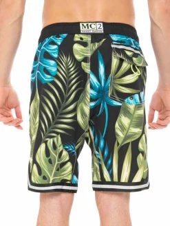 Badeshorts mit tropischem Print im Surf-Stil