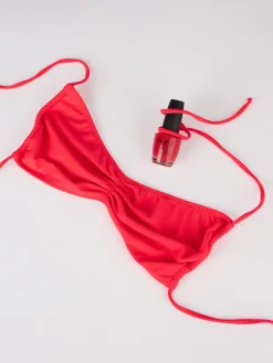 Bandeau-Bikini für Damen in Neonrot