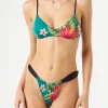 Bandeau-Bikini für Damen mit tropischem Aufdruck