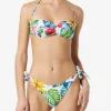 Bandeau-Bikini für Damen mit tropischem Aufdruck