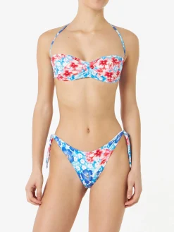 Bandeau-Bikini für Damen mit Blumenprint