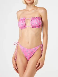Bandeau-Bikini für Damen mit Paisley-Print