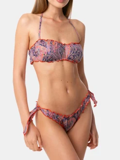 Bandeau-Bikini für Damen mit Liberty-Print | Hergestellt aus Liberty-Stoff
