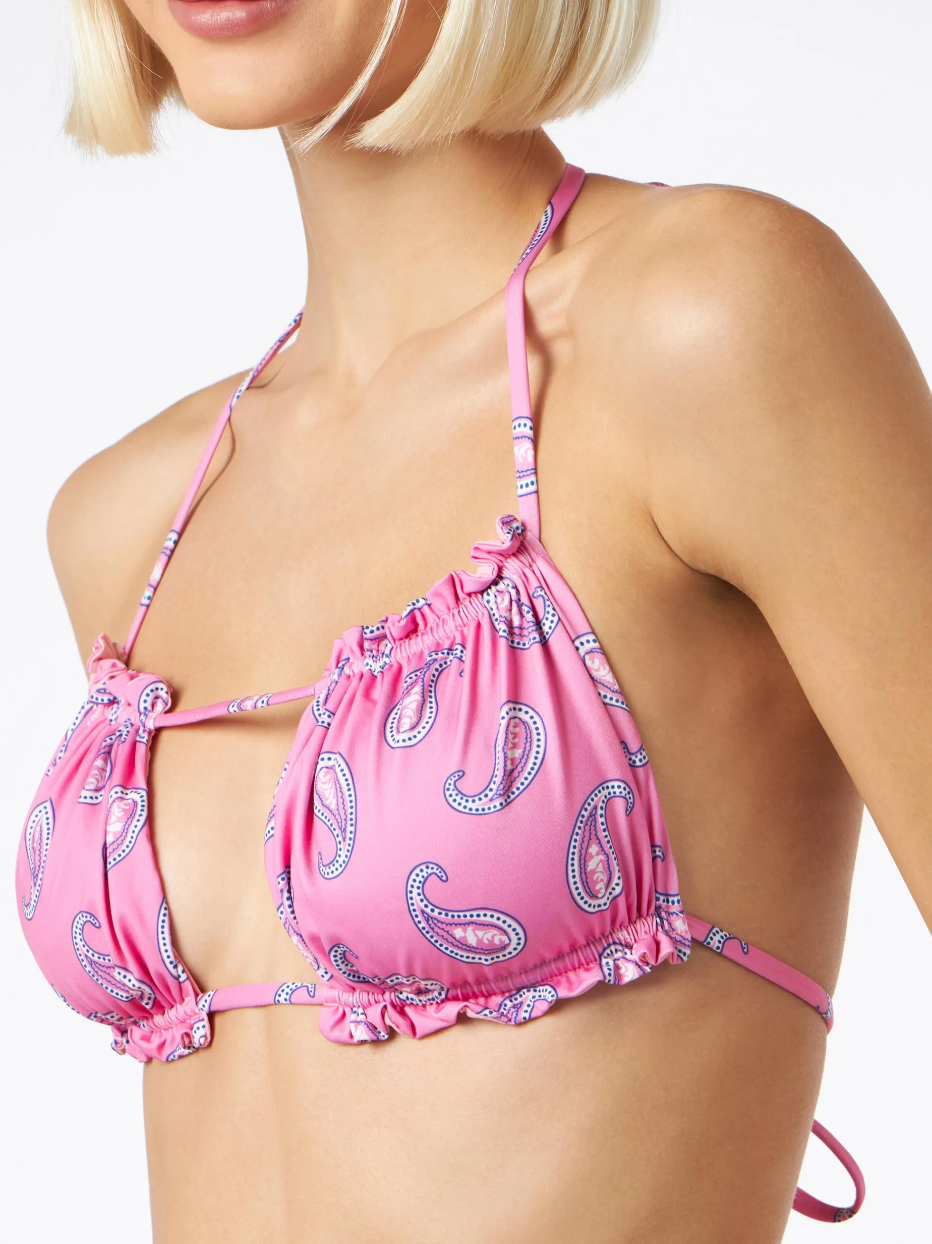 Bandeau-Bikini für Damen mit Paisley-Print