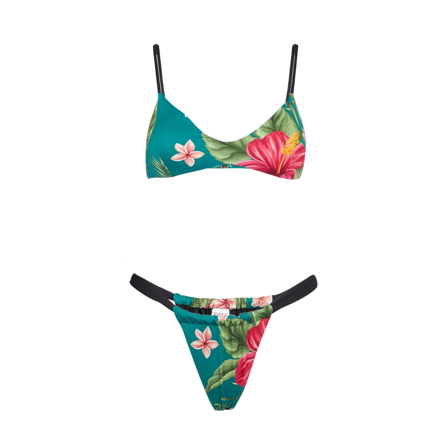 Bandeau-Bikini für Damen mit tropischem Aufdruck