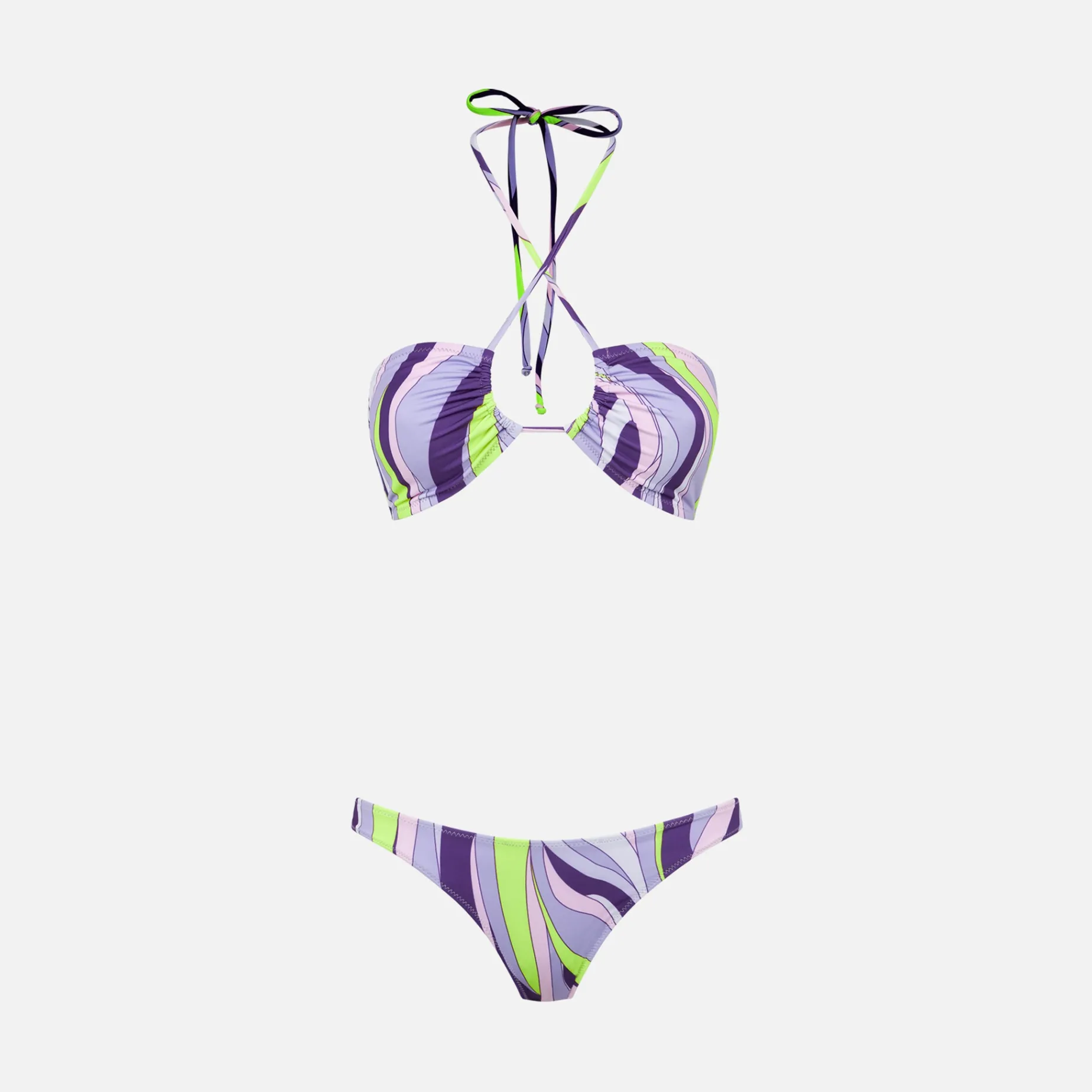 Bandeau-Bikini für Damen mit Shape-Wave-Print