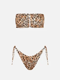 Bandeau-Bikini für Damen mit Leopardenmuster