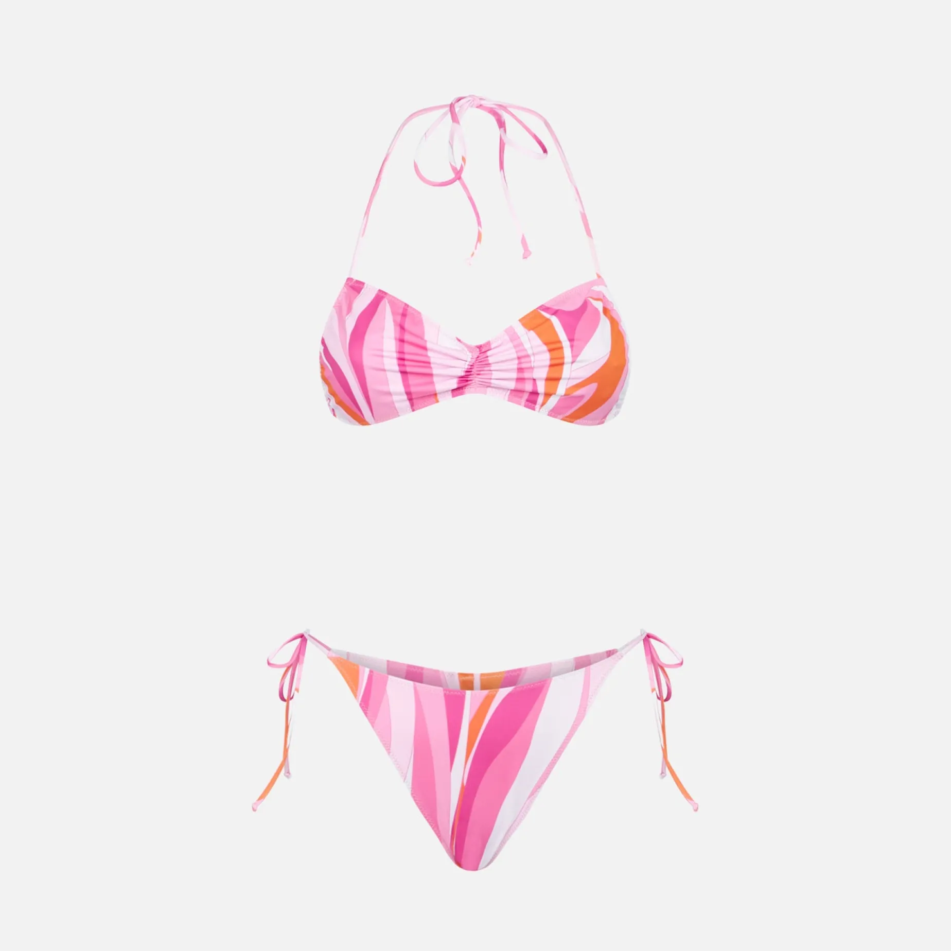 Bandeau-Bikini für Damen mit Wellenmuster und Anhängern