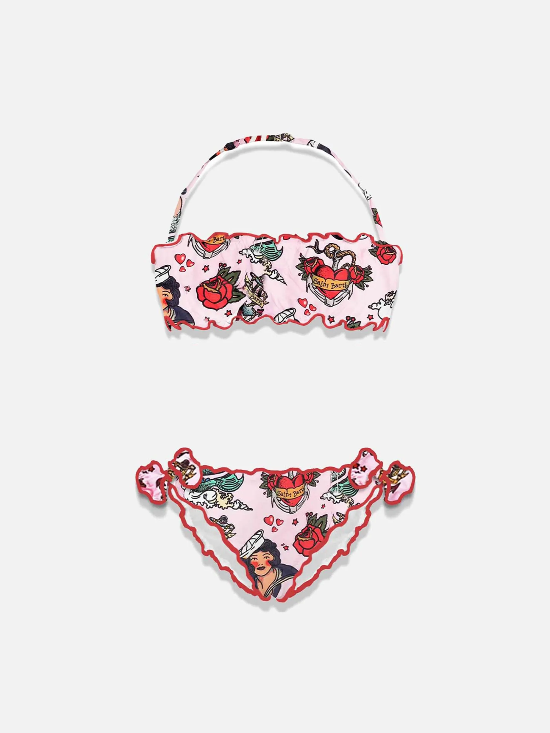 Bandeau-Bikini für Mädchen mit Meerjungfrauen-Print