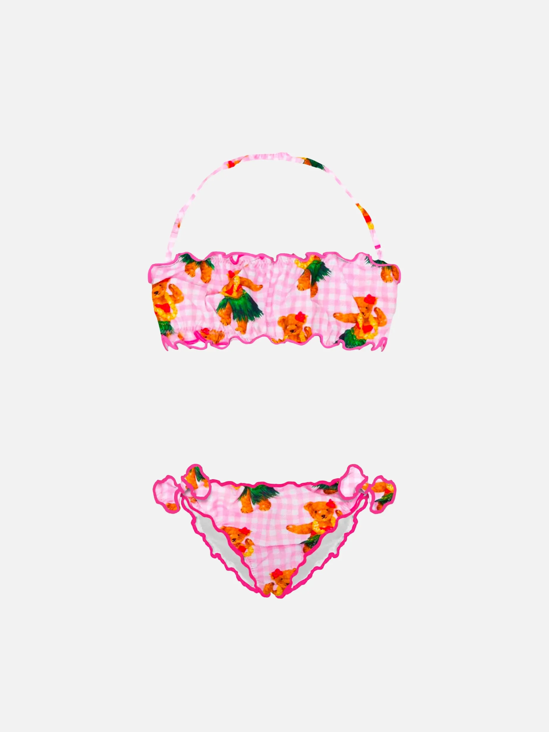 Bandeau-Bikini für Mädchen mit Hawaii-Bären-Print