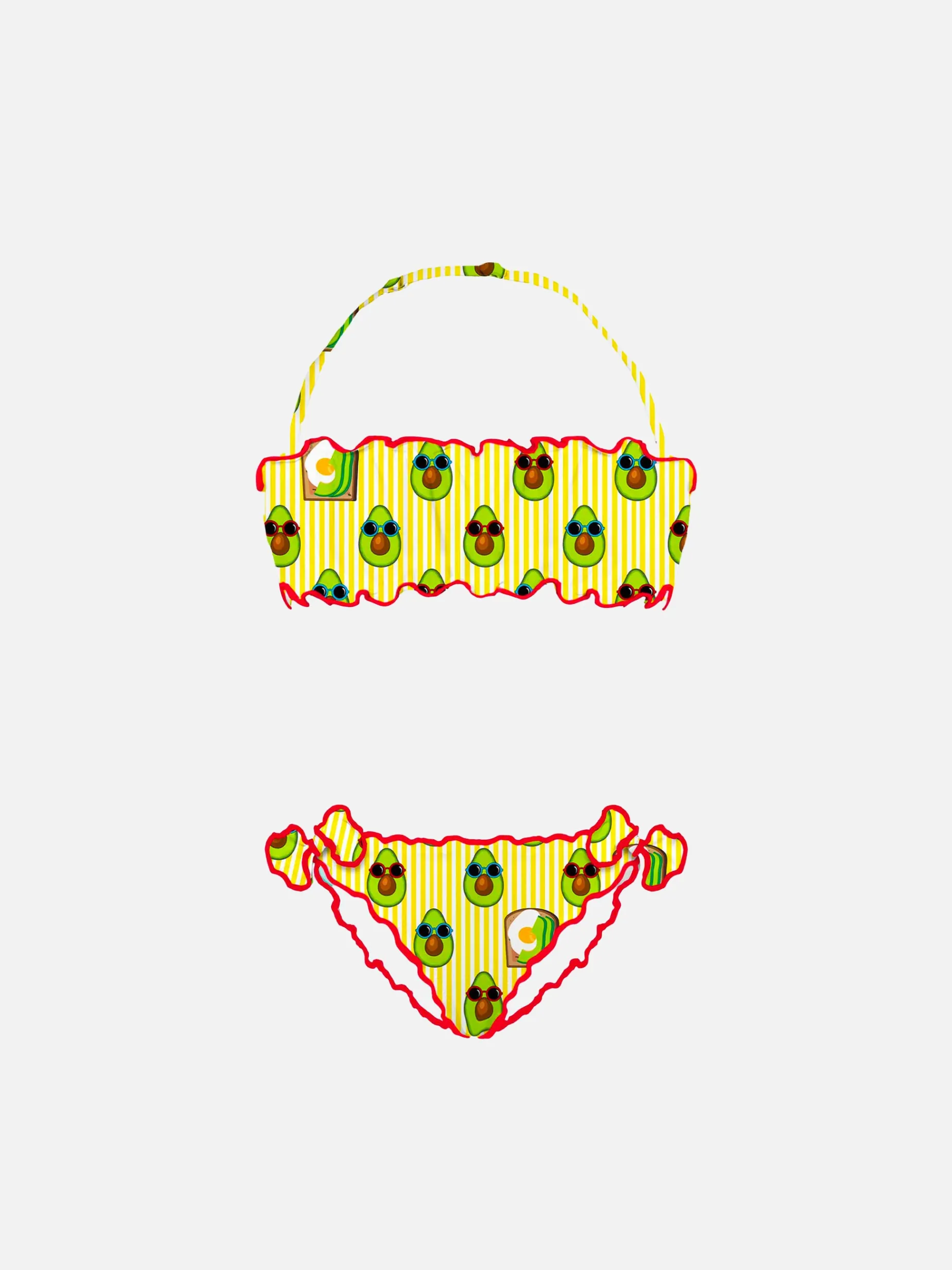 Bandeau-Bikini für Mädchen mit Avocado-Print