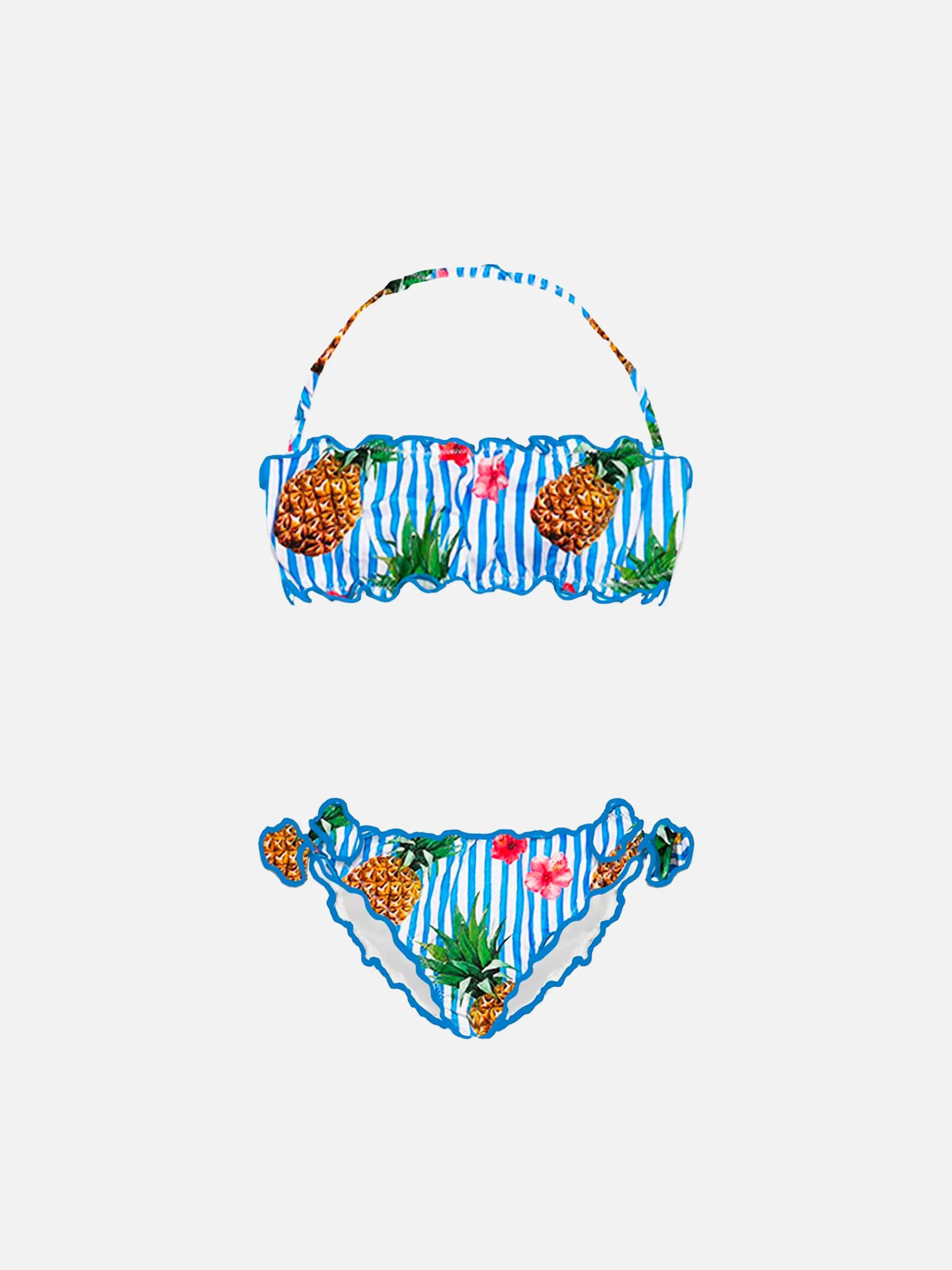 Bandeau-Bikini für Mädchen mit Ananas-Print
