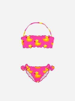 Bandeau-Bikini für Mädchen mit Entenmuster