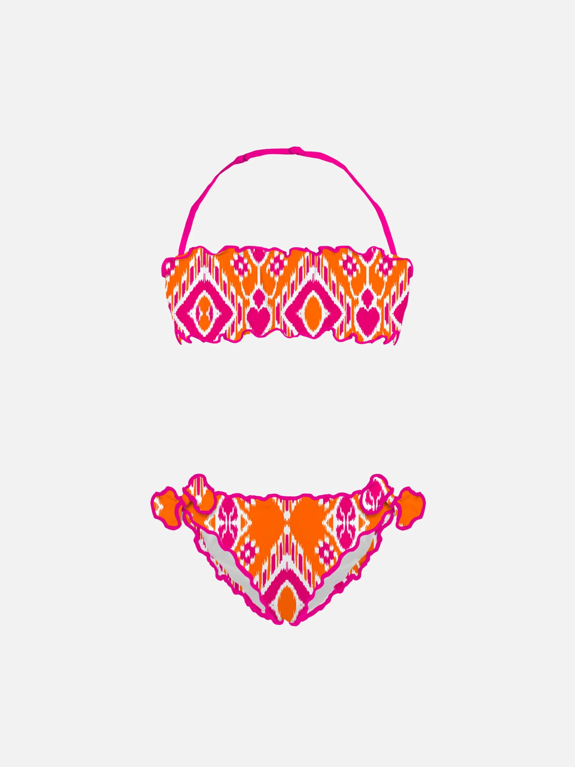 Bandeau-Bikini für Mädchen mit geometrischem Aufdruck