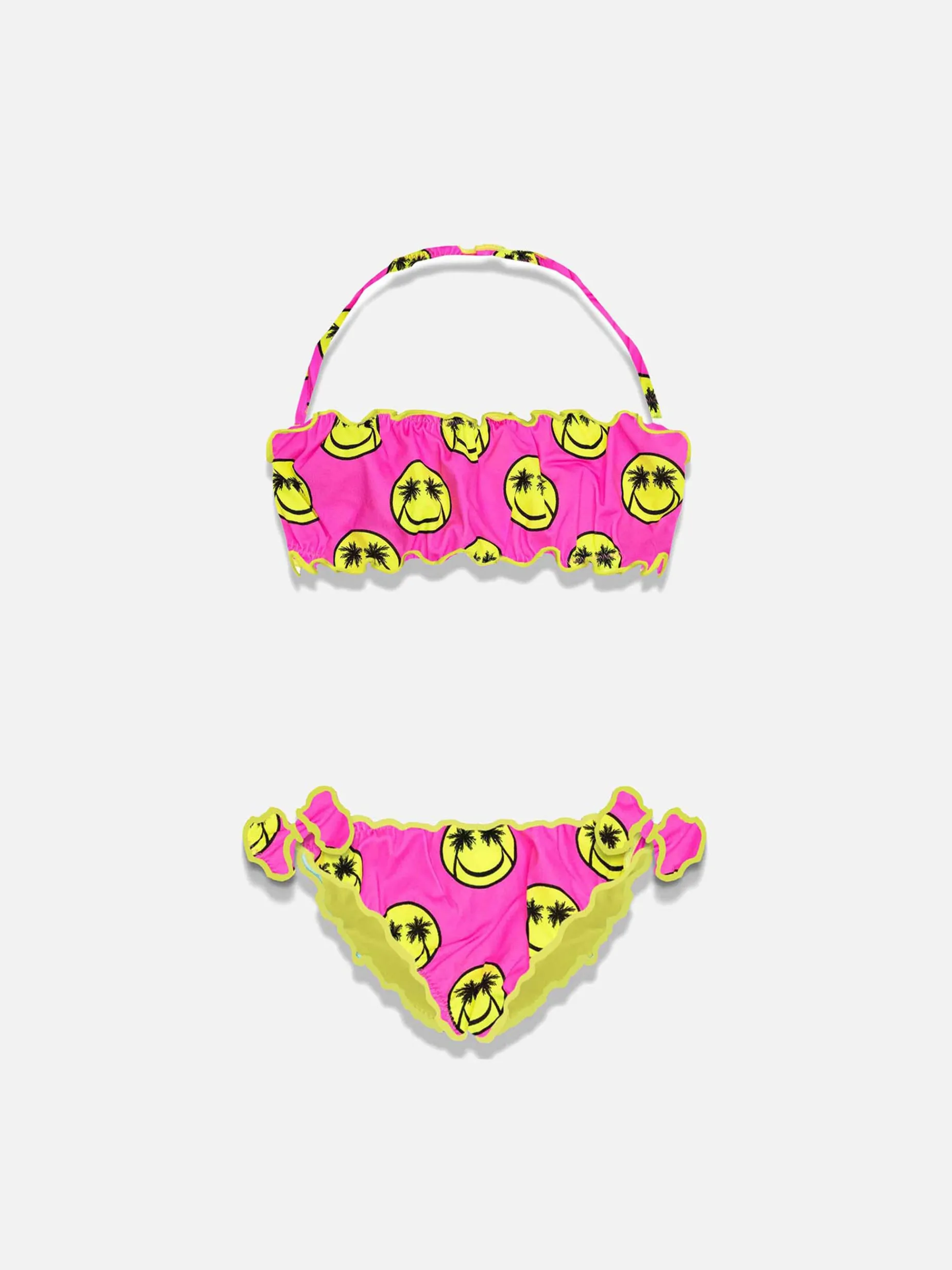 Bandeau-Bikini für Mädchen mit Smile-Print