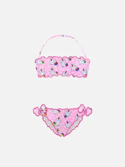 Bandeau-Bikini für Mädchen mit Katzenprint