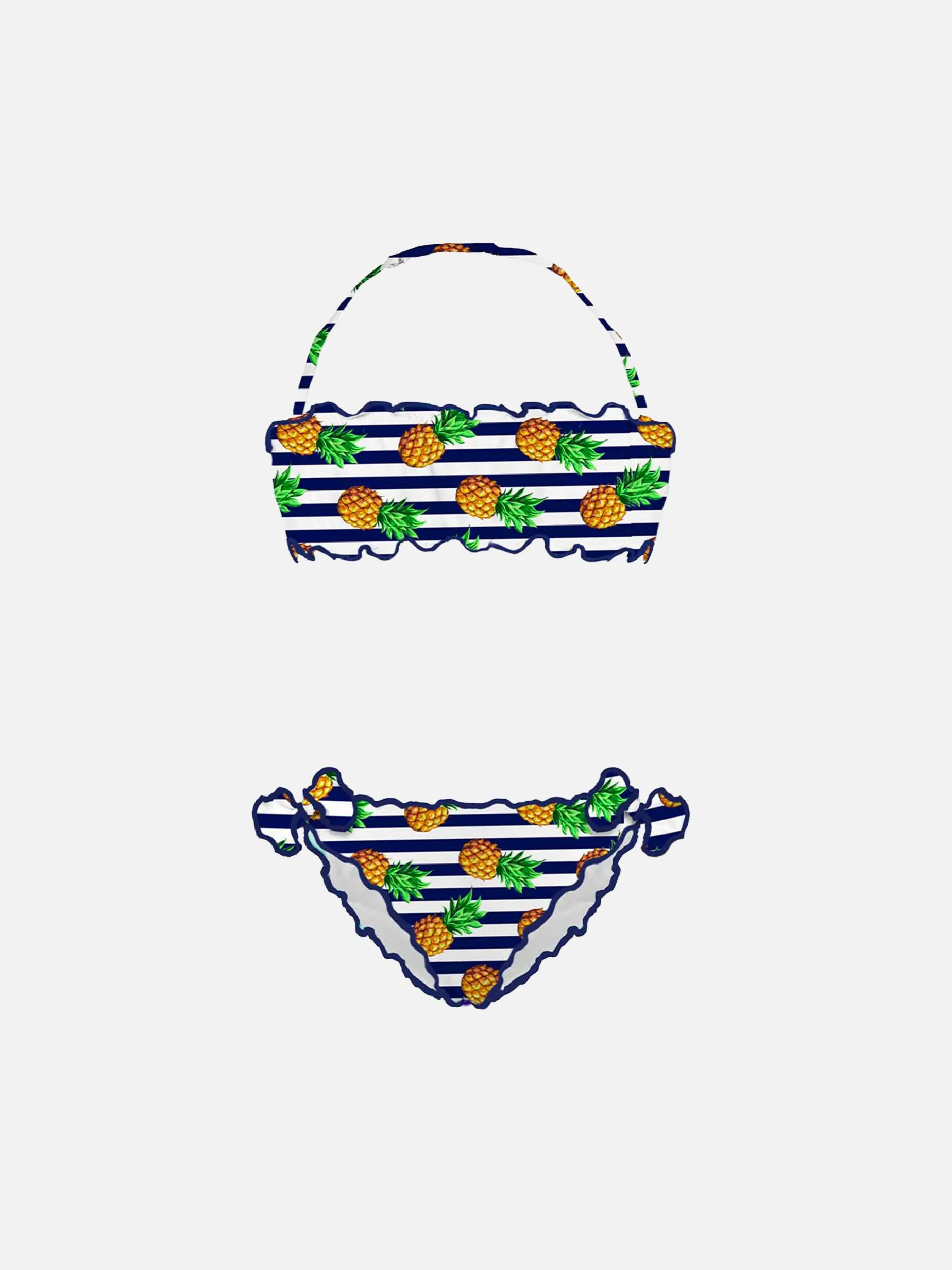 Bandeau-Bikini für Mädchen mit Ananas-Print