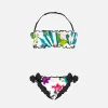 Bandeau-Bikini für Mädchen mit tropischen Blättern
