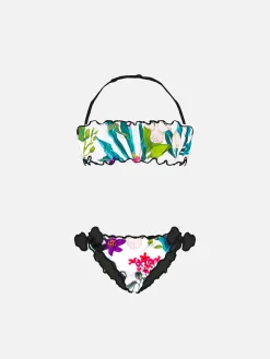 Bandeau-Bikini für Mädchen mit tropischen Blättern