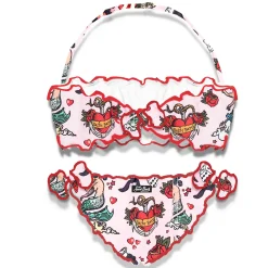 Bandeau-Bikini für Mädchen mit Meerjungfrauen-Print