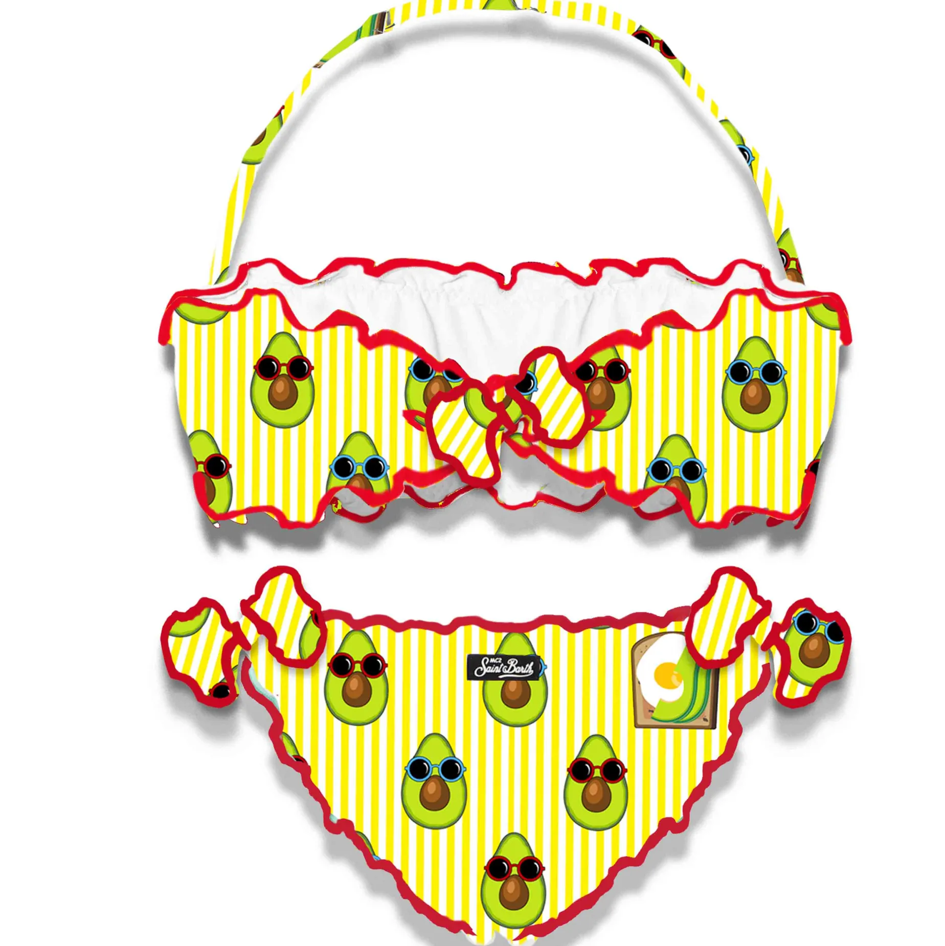Bandeau-Bikini für Mädchen mit Avocado-Print