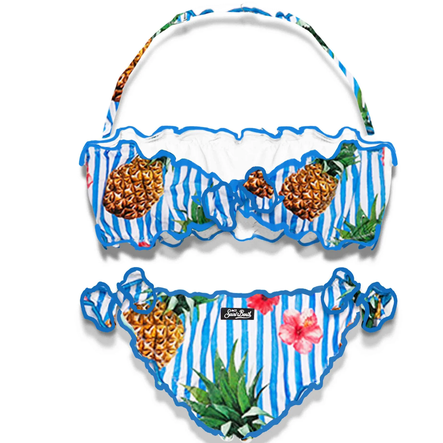 Bandeau-Bikini für Mädchen mit Ananas-Print