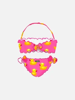Bandeau-Bikini für Mädchen mit Entenmuster