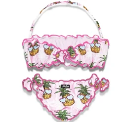 Bandeau-Bikini für Mädchen mit Ananas-Print