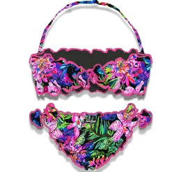 Bandeau-Bikini für Mädchen mit Blumenprint