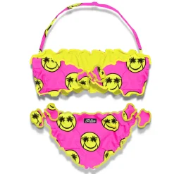 Bandeau-Bikini für Mädchen mit Smile-Print
