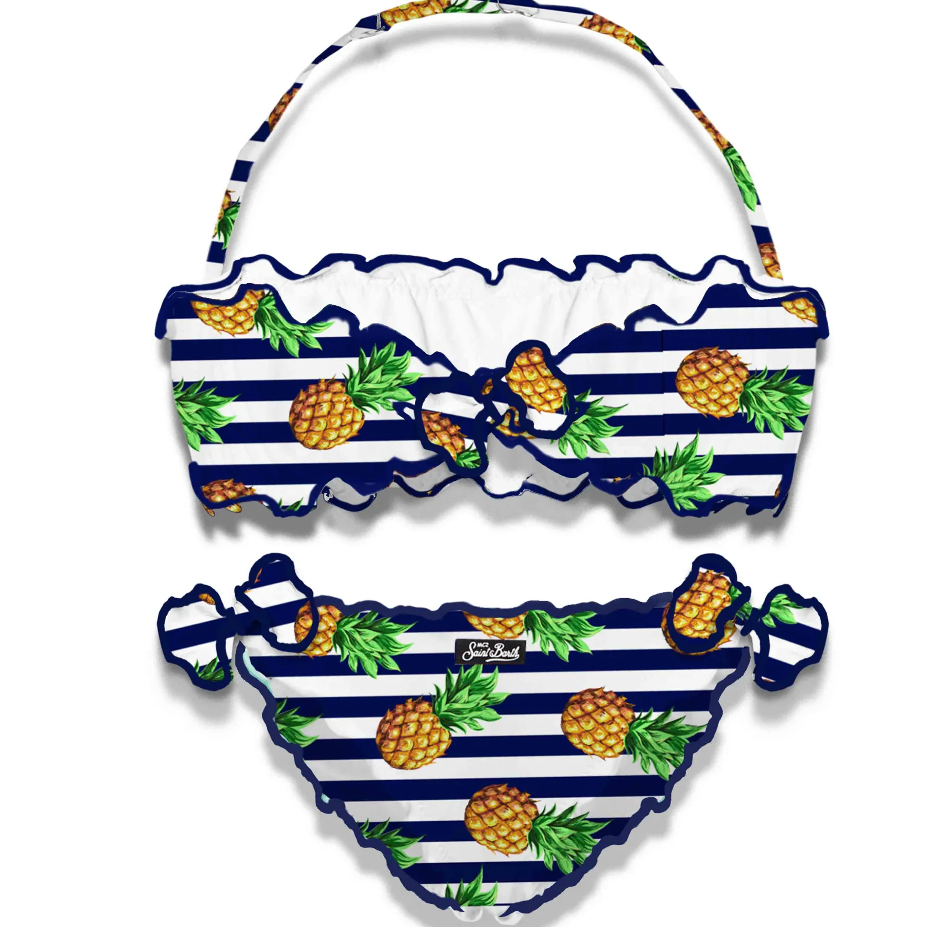 Bandeau-Bikini für Mädchen mit Ananas-Print