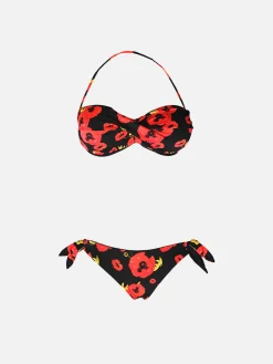 Bandeau-Bikini mit Blumenmuster