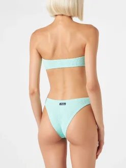 Bandeau-Bikinistoff in Crinkle-Optik in Pastelltönen