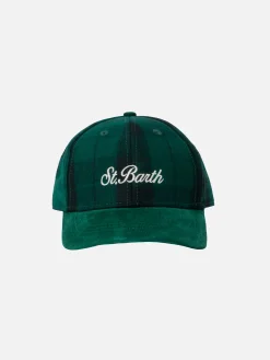 Baseball-Cap aus Wolltartan mit Cord-Schirm und gesticktem Logo
