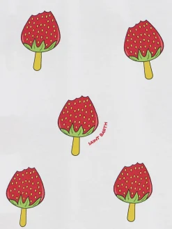 Baumwollkleid für Mädchen Masha mit Erdbeer-Eis am Stiel-Print