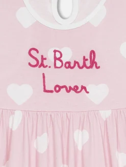 Baumwollkleid Masha für Mädchen mit Print und „I love St Barth“-Stickerei