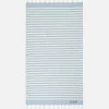 Baumwoll-Strandtuch Fouta mit hellblauem Streifendruck