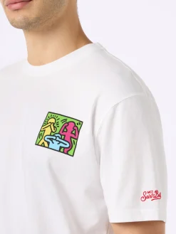 Baumwoll-T-Shirt für Herren mit Aufdruck im Keith-Haring-Design auf der Vorder- und Rückseite | KEITH HARING SONDERAUSGABE